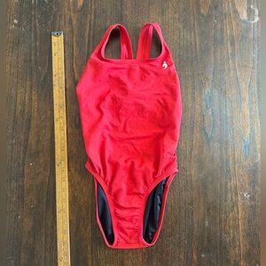 Red One-Piece Athletic Swimsuit